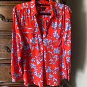Ann Taylor floral camp popover blouse